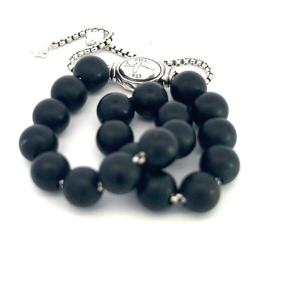 David Yurman Authentic Estate Matte Onyx Spiritual Beads Bracelet sil 8.5" DY407 - Picture 7 of 12